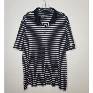Nike Golf Dri Fit black white striped short sleeve polo shirt - XL
